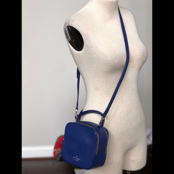 Kate Spade Bright Indigo Pebbled Leather Box Crossbody - Picture 6 of 14